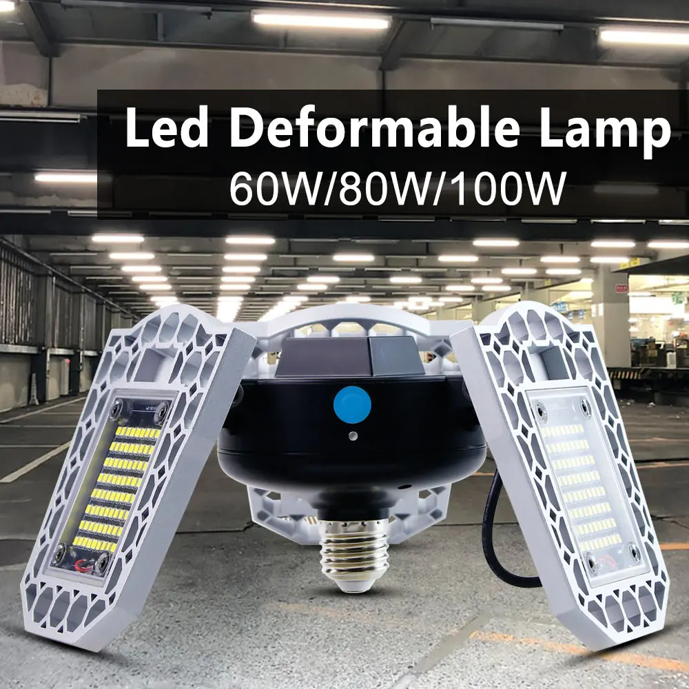 

WENNI LED Lamp 60W 80W 100W LED Bulb E27 220V Lampara E26 LED Light Sensor 110V Garage Lamp High Lumens Light For Warehouse 2835