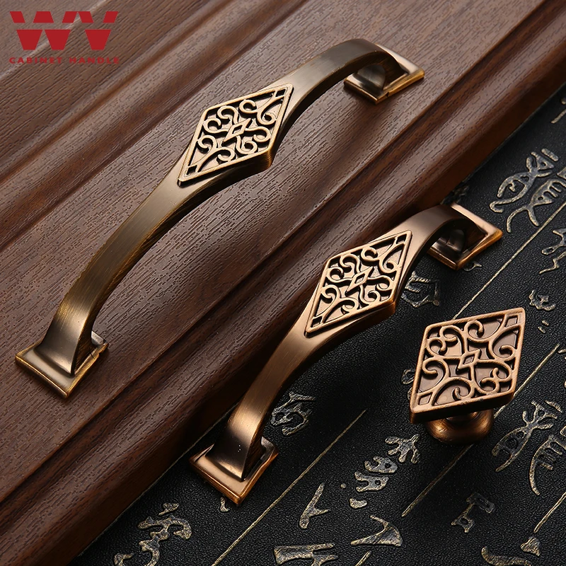 WV Classical Cabinet Kitchen Bedroom Bookcase Drawer Wardrobe Wine Handles Dressers Closet Antique Copper Red Bronze Pulls and Knobs furniture handles kitchen door handles
