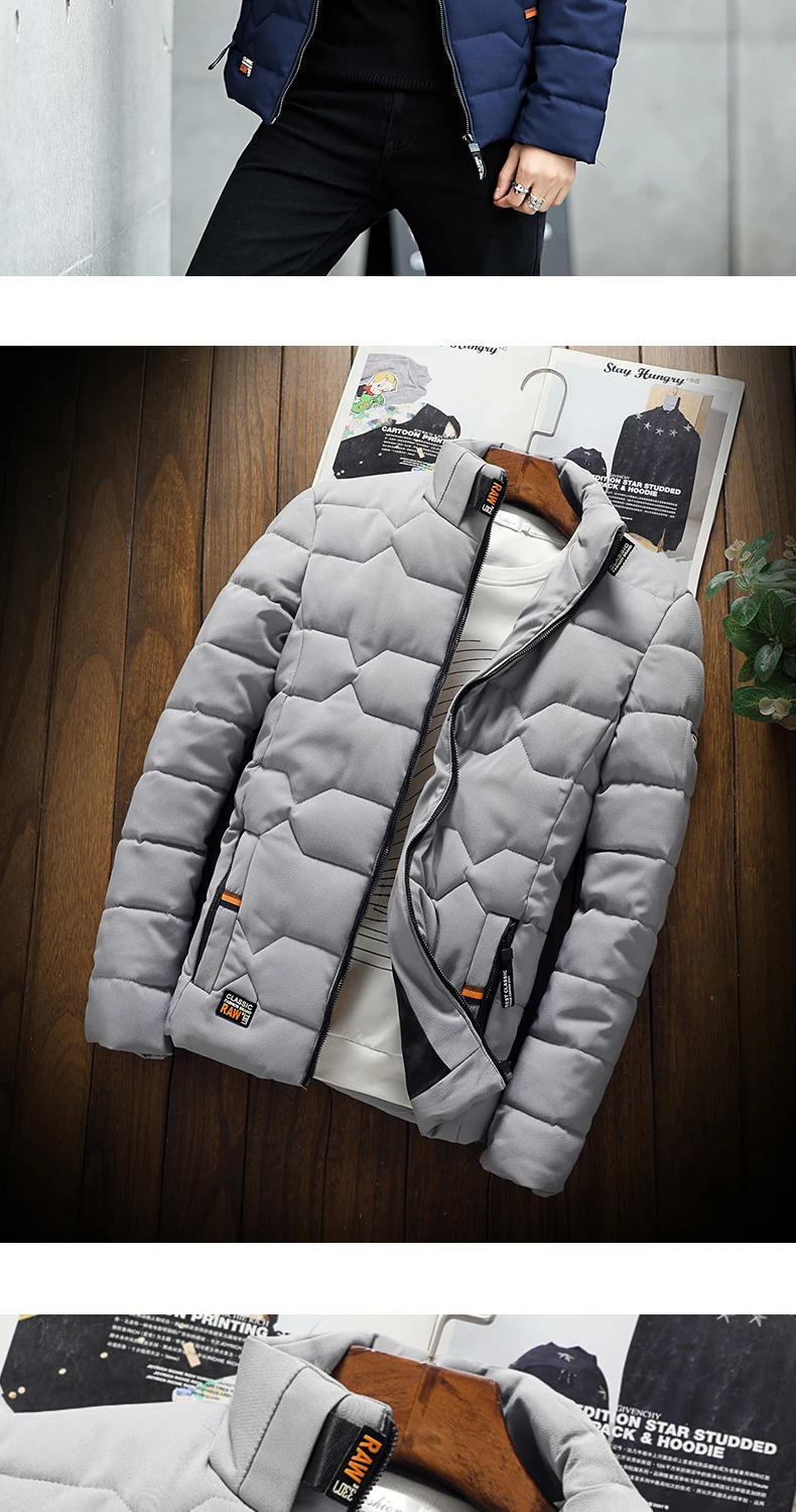Осень зима мужская новая куртка модная повседневная Толстая теплая хлопковая одежда мужская приталенная бейсбольная куртка размера плюс теплая куртка