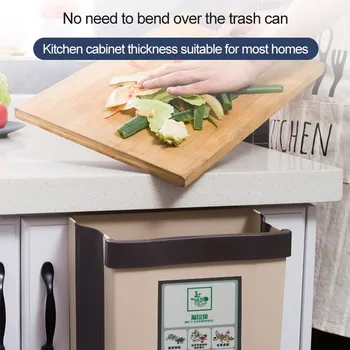 

5/8L Folding Kitchen Wall-Mounted Trash Can Cabinet Door Hanging Debris Bucket for Bathroom Cleaning Garbage Bin Waste Storage