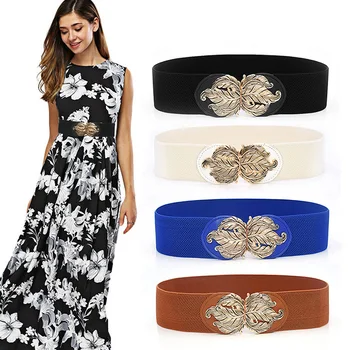 

Designer Luxury Belt Women Elastic Wasit Belt Wide Stretch Wrap Waistband Buckle Belt Waist Band Cummerbunds Women