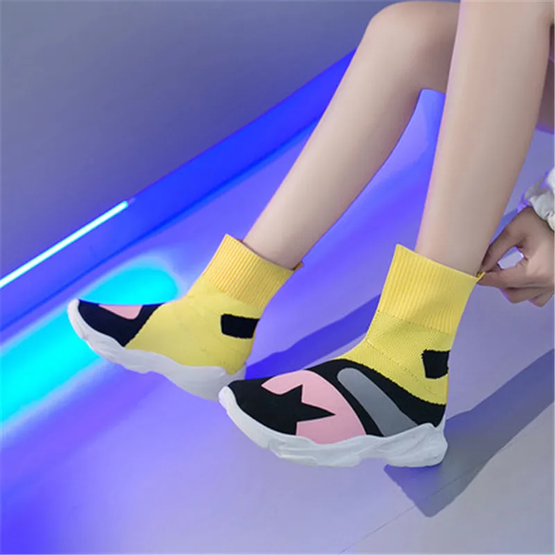 Женские Эластичные ботильоны без шнуровки желтые серые зеленые большие размеры