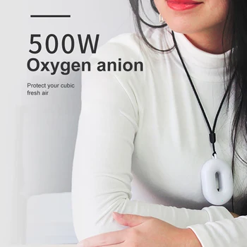 

Air Purifier Necklace Mini Portable Air Freshener Personal Wearable Ionizer Negative Ion Generator LowNoise for Adult White Pink