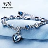 Genuine 925 Sterling Silver Heart Bracelets For Women Blue Sapphire Tanzanite Chain Bracelet Trendy Wedding Gift Fine Jewelry ► Photo 2/6