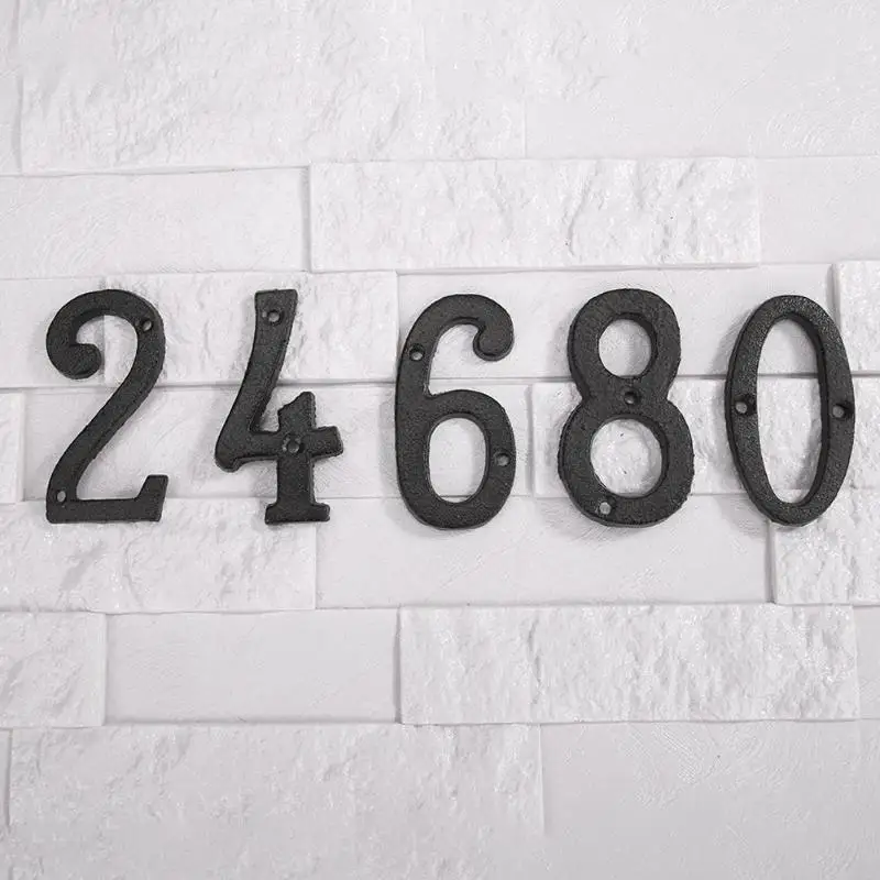Металлические цифровые цифры чугунный знак на дом Doorplate DIY кафе Настенный декор