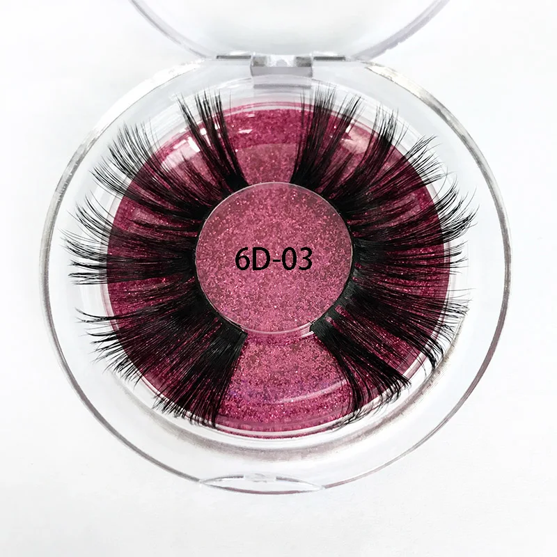 03 1pair round case 7 пар MIKIWI 6D06 искусственная норковая ресницы натуральные длинные 25 мм накладные ресницы объем накладные ресницы толстые пушистые ручной работы макияж глаз - Цвет: 03 1pair round case