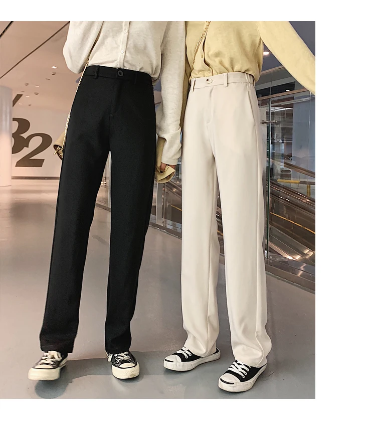 Fall2019 pantalones mujer cintura alta широкие брюки размера плюс брюки карго Брюки Женский костюм Драповые прямые брюки 7263 50