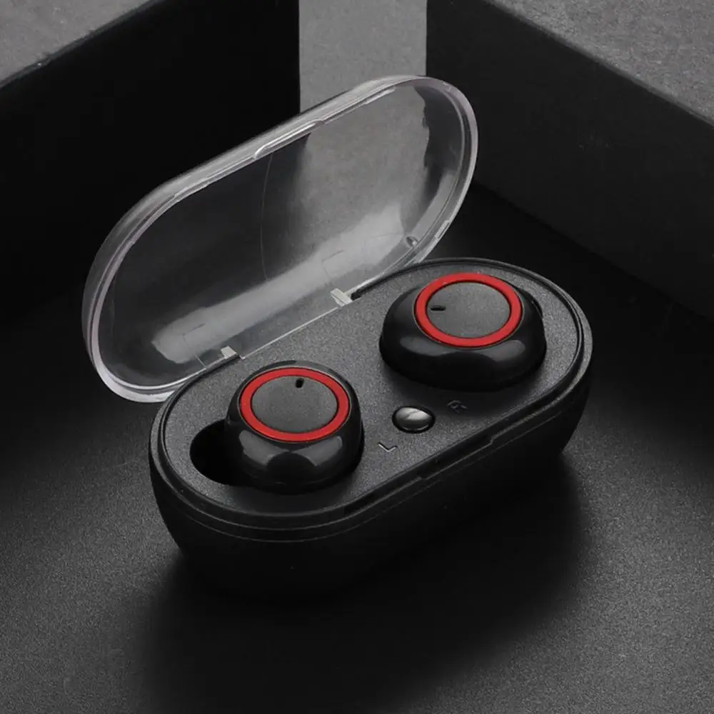 Беспроводные наушники TWS Bluetooth с сенсорным управлением наушники настоящие стерео наушники спортивные наушники с микрофоном - Цвет: Красный