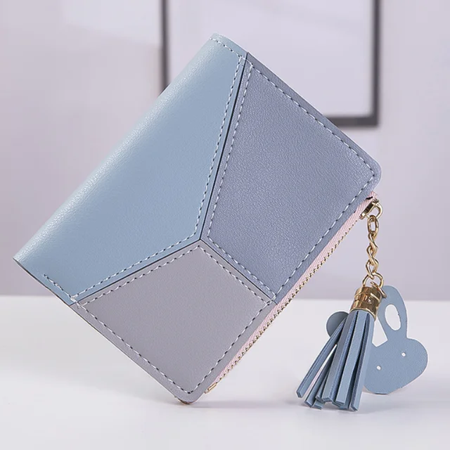 Wallet Short Women Wallets Zipper Purse Patchwork Fashion Panelled Wallets Trendy Coin Purse Card Holder Leather 1