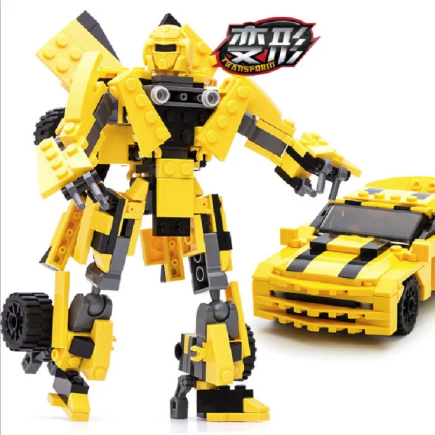 Строительные блоки Bumblebee трансвестор Робот 2 в 1 динозавр роботы Сборка строительные блоки Souptoys подарки - Цвет: Bumblebee