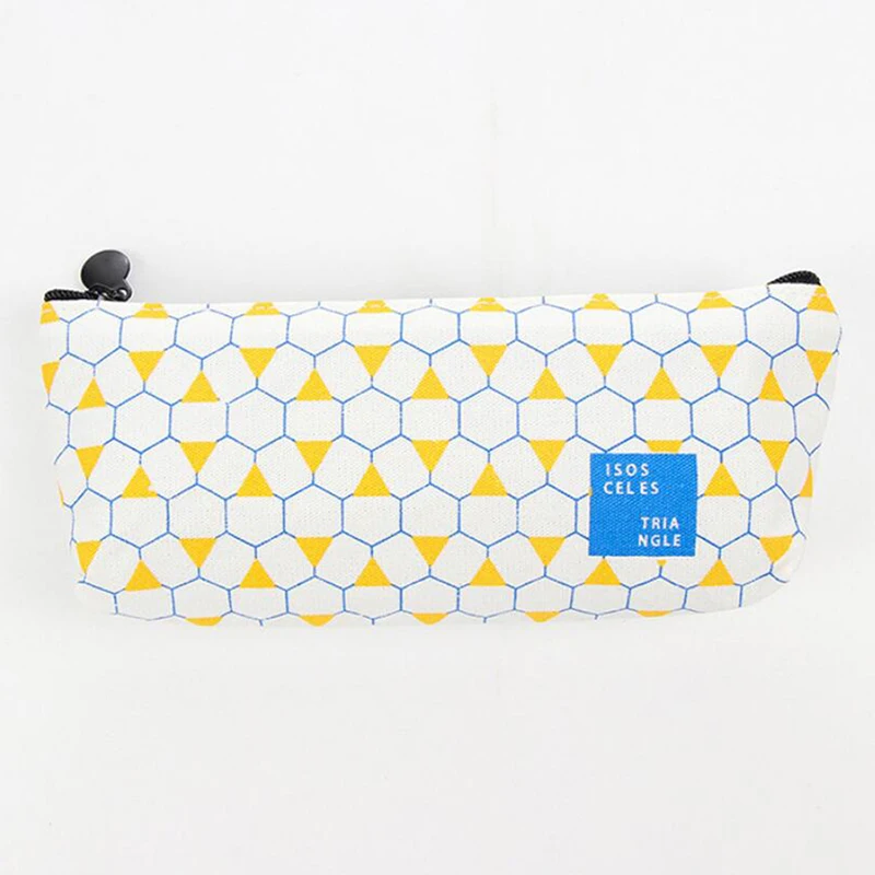 yellow Canvas Large Capacity Pencil Storage Geometry Pencil case Stationery Storage Organizer Case School Supply Home Storage Bag - Цвет: yellow