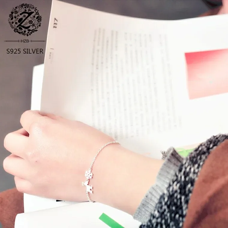 XIYANIKE 925 Серебряная Снежинка олень браслеты для женщин девушка Рождество Вечеринка Корейский простой моды ювелирные изделия подарок