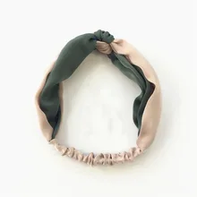 Новинка, модная популярная женская двухцветная повязка на голову, китайский Узелок с широкими полями, винтажные атласные головные ободки повязки