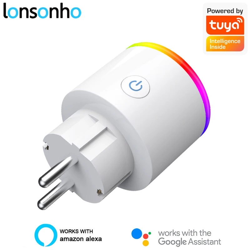 Lonsonho Tuya Smart Plug WiFi Smart Socket EU Plug Type F 16A Power Monitor Wireless Control Compatible Alexa Google Home Mini