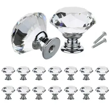10 pièces/ensemble 30mm diamant forme Design cristal verre boutons placard tiroir tirer armoires de cuisine porte armoire poignées matériel
