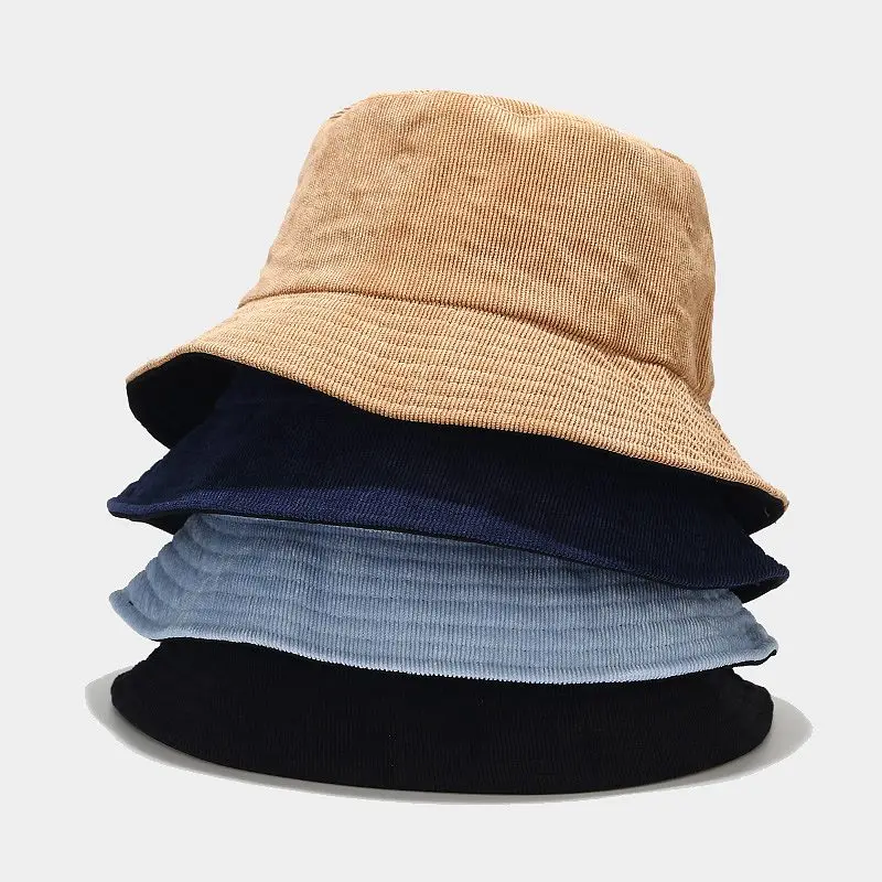 Autumn Winter Bucket Hat Solid Fisherman Corduroy Sun Reversible Hip-Hip Cap Foldable Cheapu Hunting Fishing |