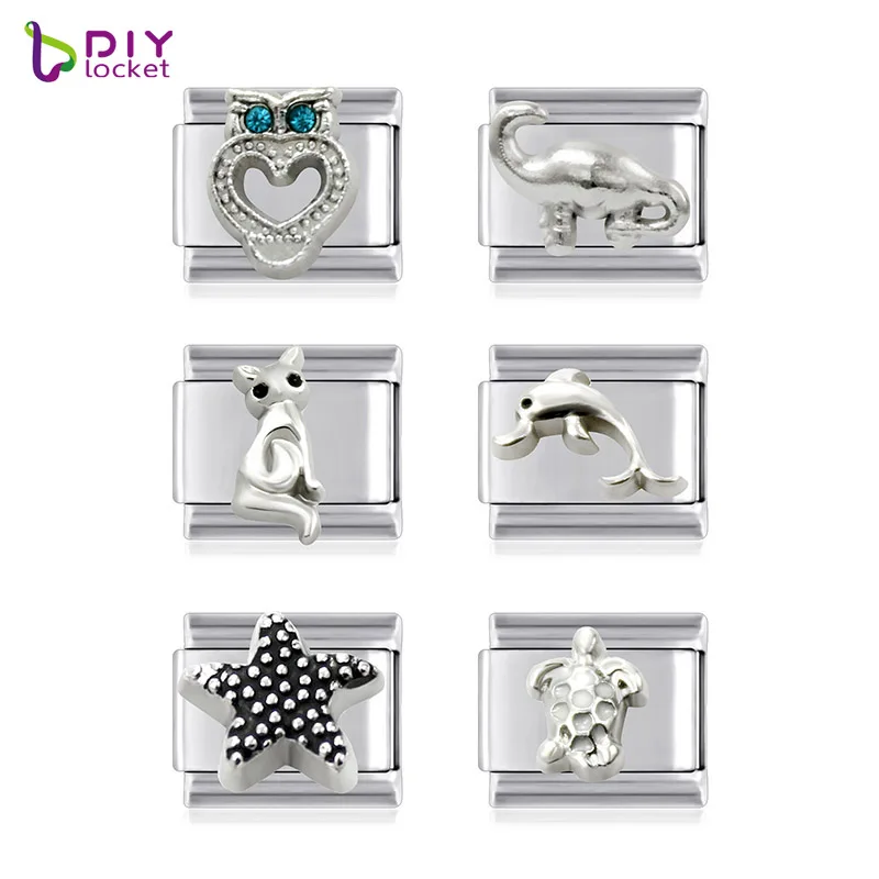 10pcs Mix Style Animal Stainless Steel Bracelet Charms LSIT135-675