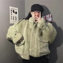 Женское пальто из искусственного меха, повседневные толстовки с мехом, Толстая теплая длинная куртка из искусственного меха ягненка, свободное зимнее пальто для женщин, плюшевое пальто