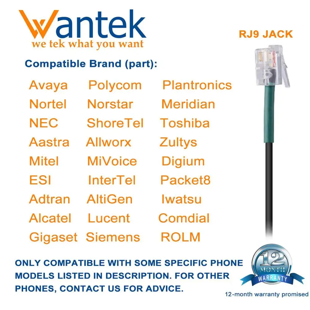 Wantek A602S1 телефонная гарнитура RJ9 w/микрофон с шумоподавлением офисные телефонные