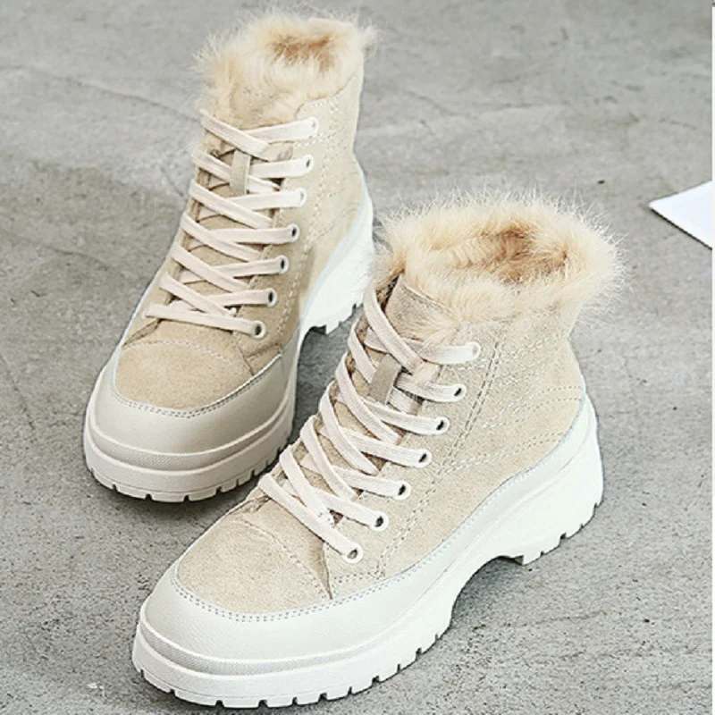 

SWONCO Martin Boots Women Winter Shoes Fur Ankle High Female Causal Shoes Snow Boots Woman Winter 2019 New Lady Martin Boots