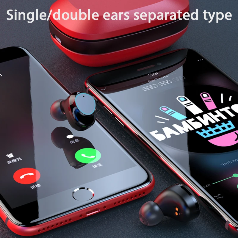Беспроводные наушники Bluetooth 5,0, гарнитура для геймеров, 3000 мА/ч, внешний аккумулятор, спортивные, настоящие беспроводные наушники, bloototh, наушники для телефона
