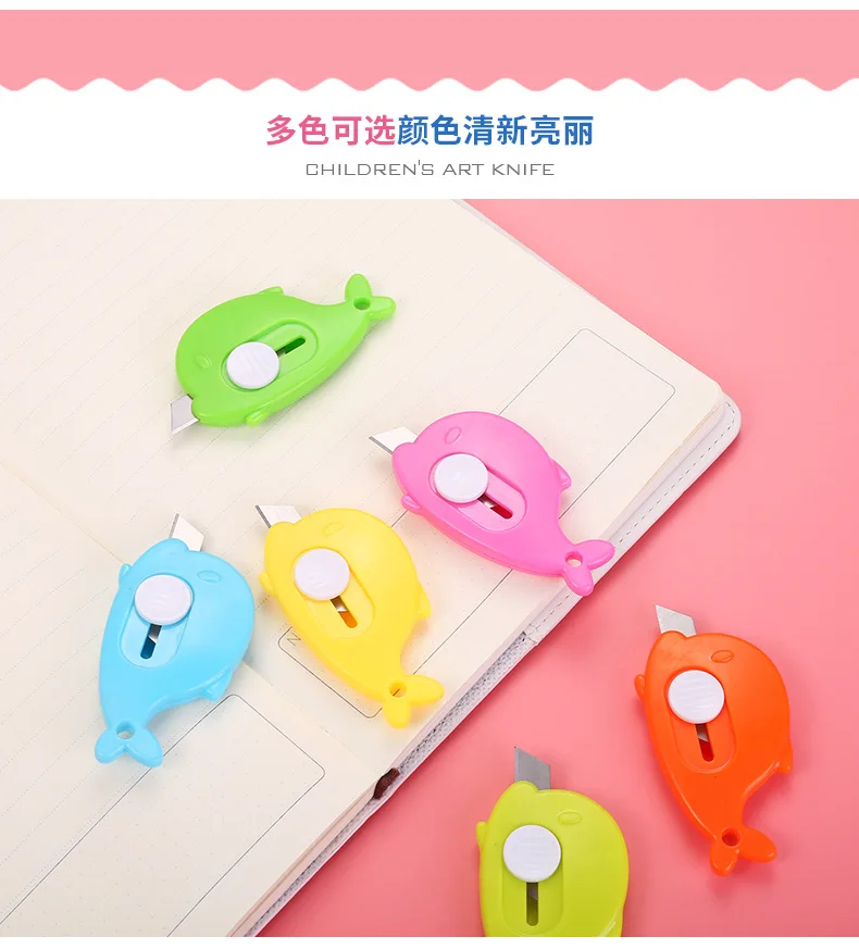 Small Creative Candy-Colored Knife Whale Modeling Students Cute Portable Mini Paper Cutter Convenient Box Opener