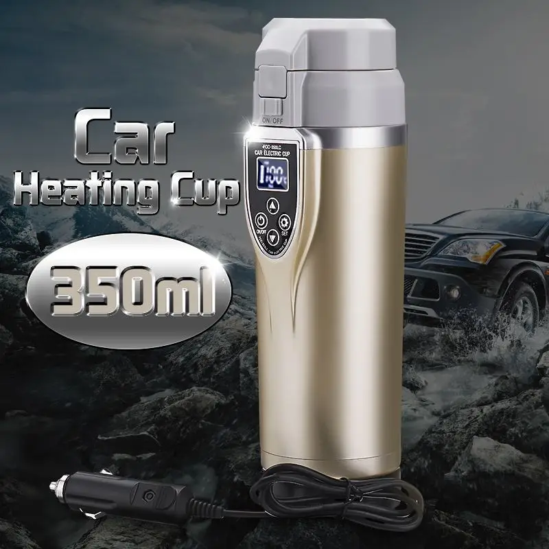

350ml 12V/24V Intelligent Vehicle Heating Cup Car Auto Electric Heating Cup Adjustable Temperature Electric Kettle Boiling Mug