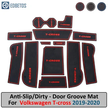 

Door Groove Mat For VW T-cross Tcross 2019 Volkswagen Accessories Anti-Slip Mat Gate Slot Coaster Car Interiors Gel Pad Rubber