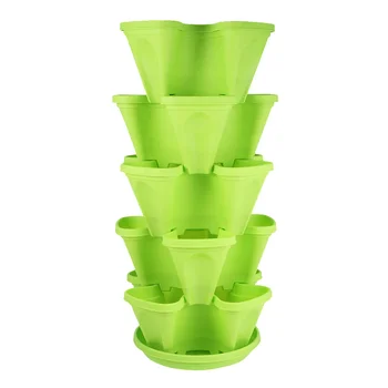 

1 Set of 6pcs Flowepot Multilayer Stacking Cultivation Pot Vegetable Melon Fruit Strawberry Planting Pot - 1pc Tray and 5pcs Pot