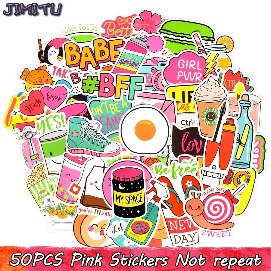 50 PCS Vsco Girls Stickers for Kids Toys Waterproof Kawaii Sticker Bomb DIY Stationery Laptop Helmet Luggage Phone Car Decals 50 pcs waterproof vinyl vsco girl sticker kawaii cartoon stickers for scrapbook water bottle laptop luggage fridge phone car