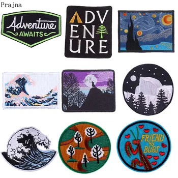 

Prajna Camping Patch Stranger Things Iron On Embroidered Patches For Clothes Stripes Patches On Clothes Van Gogh Space Patch DIY