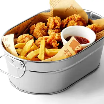 

Creative Stainless Steel American-Style Fries Bucket Snacks Fried Chicken Storage Basket Restaurant Bar Storage Barrel