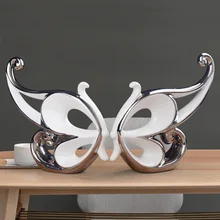 Современная керамика серебристо-белые аксессуары в виде бабочек офисные настольные фигурки животных ремесла домашний декор гостиной