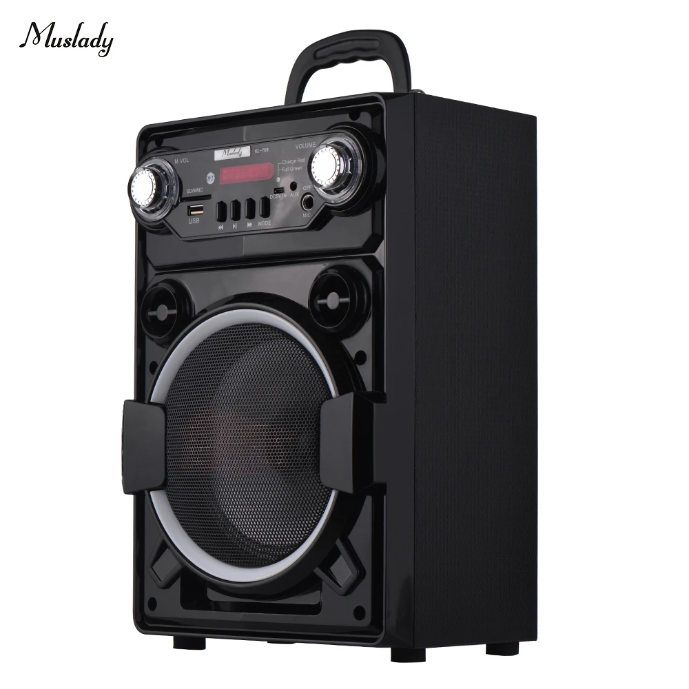 

Muslady KL-709 Portable Wireless BT Speaker Colorful LED Light Built-in Rechargeable Battery With Memory Card Slot USB