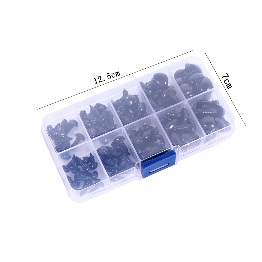 100pcs/box 8/9/11/13.5/15mm Mini Black Plastic Safety Nose For Doll Stuffed Animals Toys Dolls Accessories