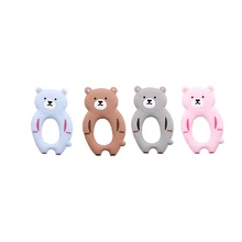 Mordedor de silicona de grado alimenticio para bebé, accesorios de cadena para cochecito, bonitos, oso, 5 piezas