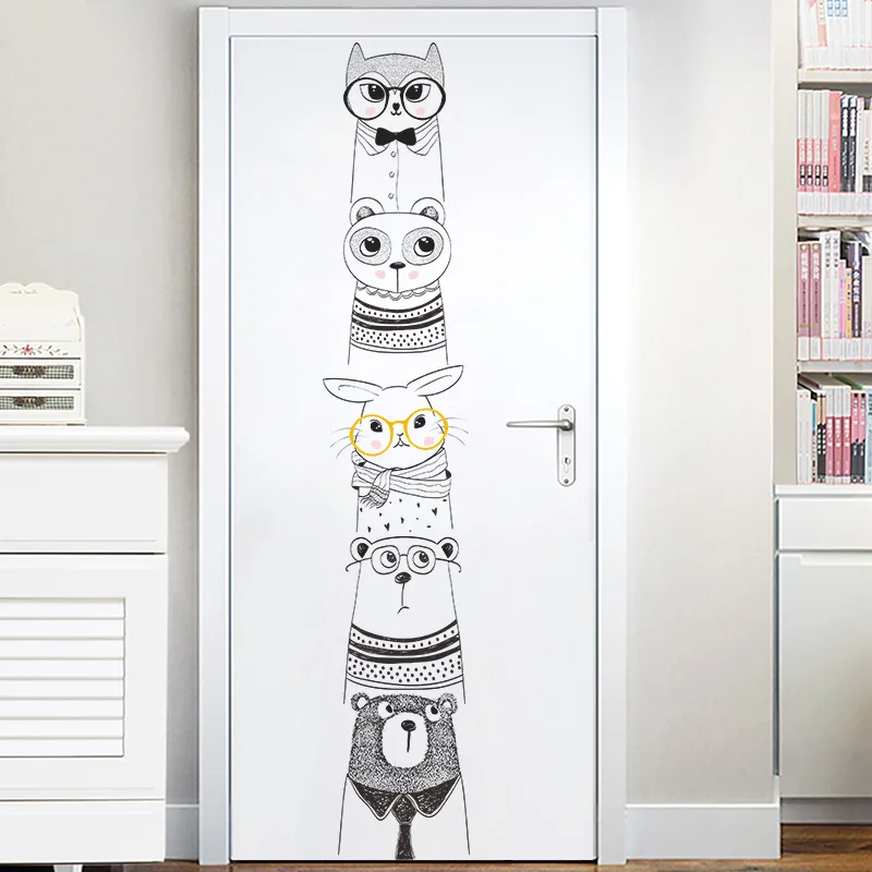 

Spray-painted wall sticker cartoon animal companion platoon station Door Stickers Vinyl Decals Art Decor decorative children's