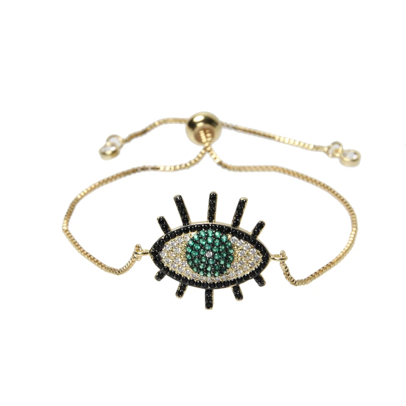 Bracelet jewelry Women's Zircon CZ Devil's Eye Bracelets Rainbow Colorful Turkey's Eye Charm Gold Chain Bangles Jewelry For Women Gift