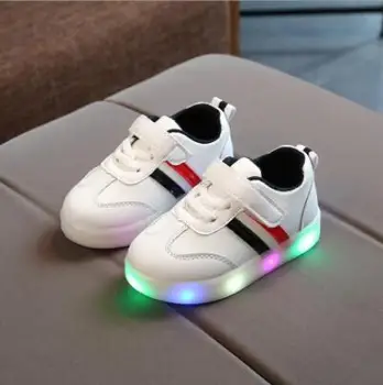 

kids sneakers Toddler Kids Children Baby Striped Shoes LED Light Up Luminous Sneakers