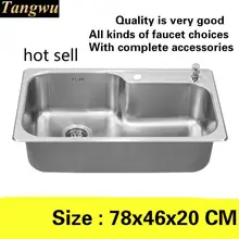 Стандартная кухонная раковина большая модная однослотовая прочная пищевая 304 нержавеющая сталь Горячая Распродажа 780x460 мм