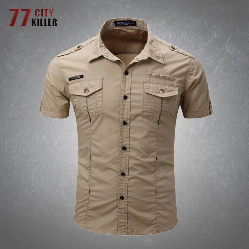 mens short sleeve cargo shirt