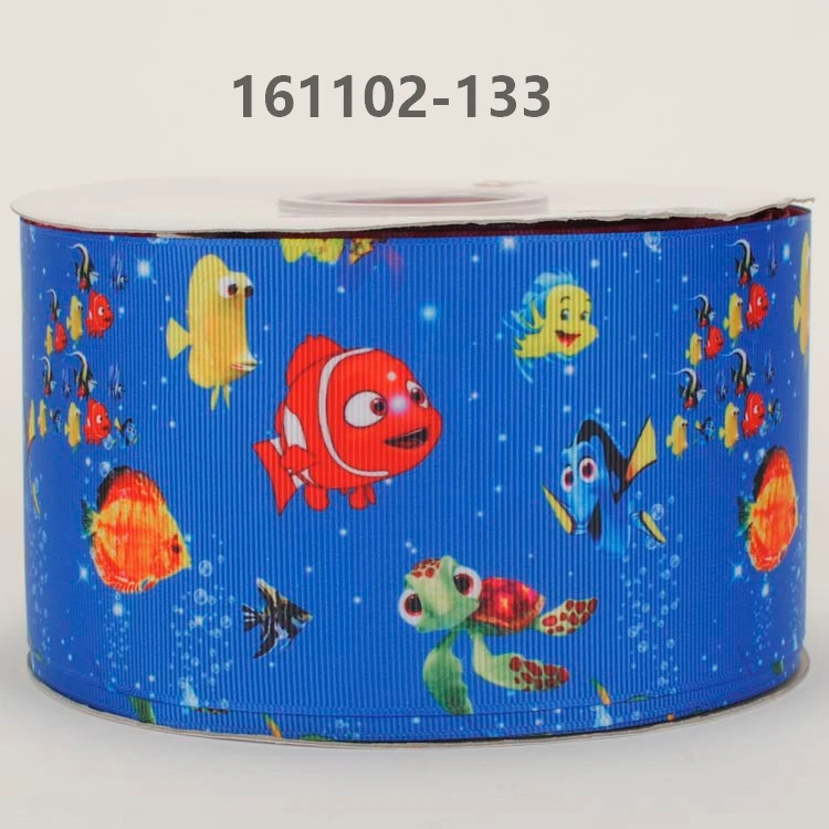 Новые продажи 3 &quot75 мм 50 ярдов милые В поисках Немо ленты банты напечатаны grosgrain