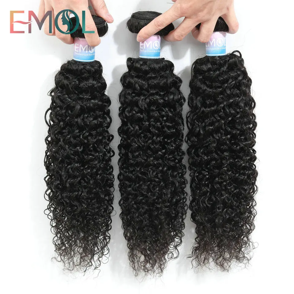 EMOL Malaysian Kinky Curly Hair Bundles 100% Human Hair Weave 3/4 Bundles Natural Black Curly Human Hair Extensions 8-28 Inch