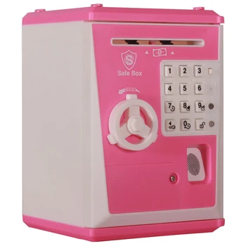 

Fingerprint Electronic Piggy Bank ATM Password Money Box Cash Coin Saving Box for Kids Birthday Christmas Gift Pink