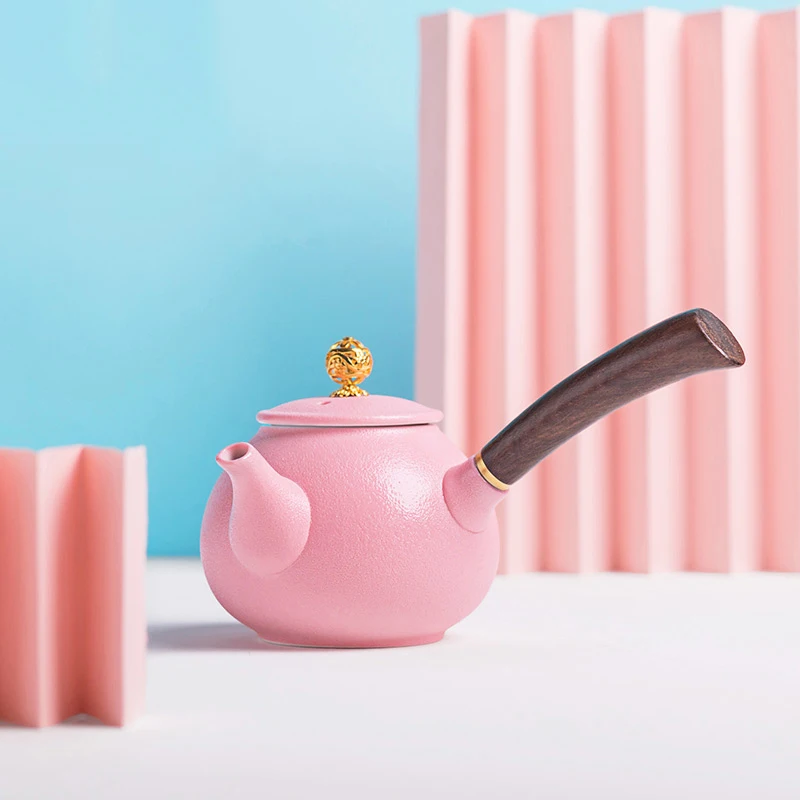 Pink Side Handle Pot Personality Teapot Household Living Room Desktop
