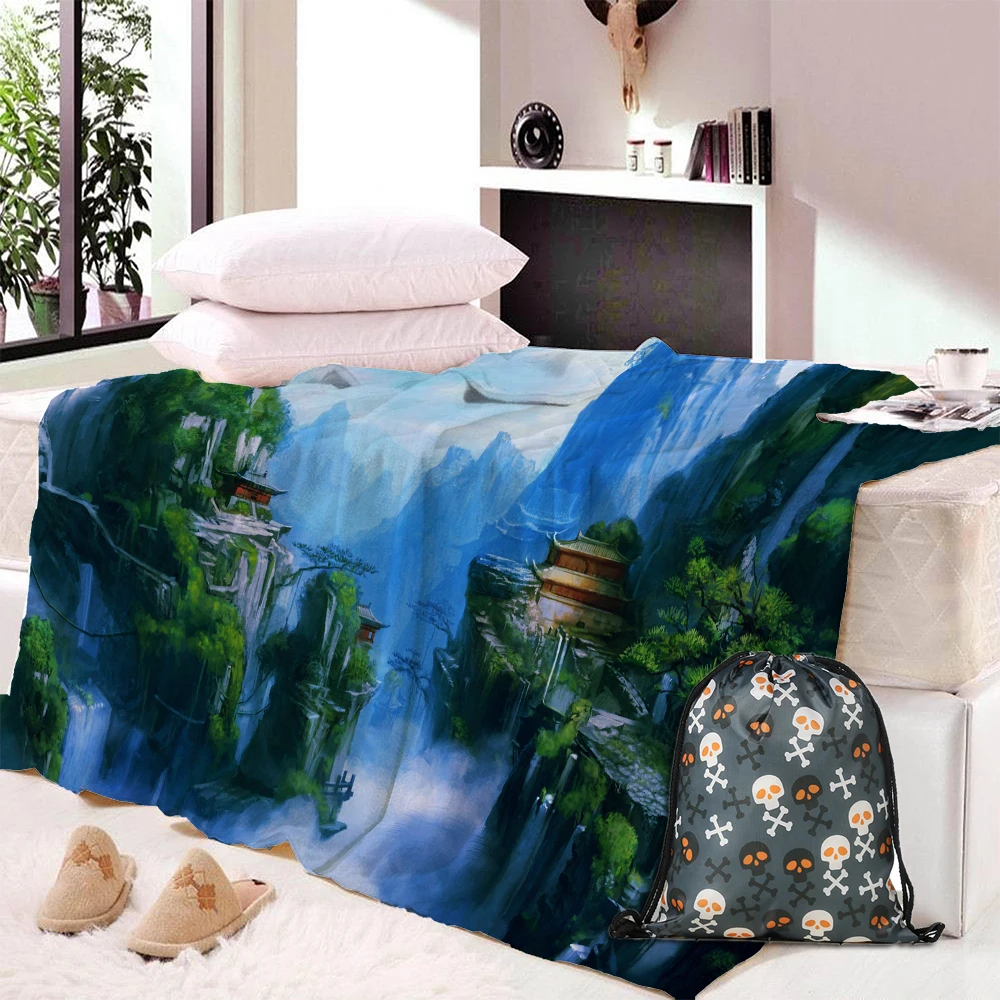 Озеро поверхности одеяло с рисунком &quotзакат&quot 3D природные пейзажи со шляпой