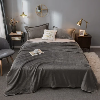 

Blanket Winter Warm Bedspread Plaid Bed Covers Soft Coral Fleece Sheet Solid Color Throw Home Bedding Linen Easy Wash wholesale