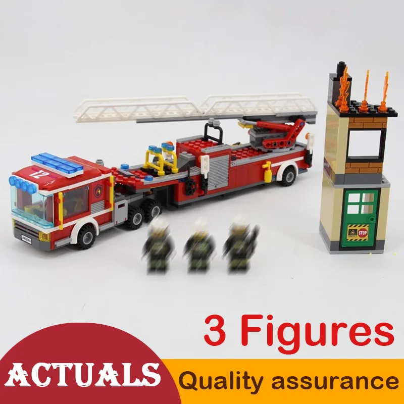 

02086 City Big Fire Engine Car Ladder Truck Building Blocks Fireman Bricks Educational Toys for Children Compatible legoed 60112
