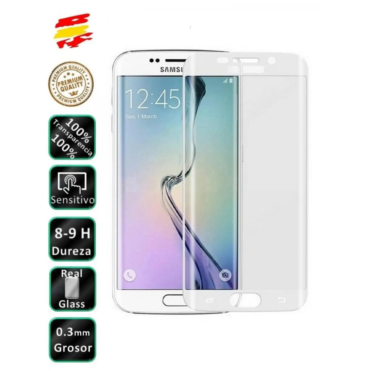 Proteggi Schermo Temperato 3D Samsung Galaxy S7 Edge Full White