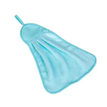 

hanging hand towel soft Coral fleece Hand towel Rag Solid color Thermal insulation Kitchen dishcloth 1 Piece